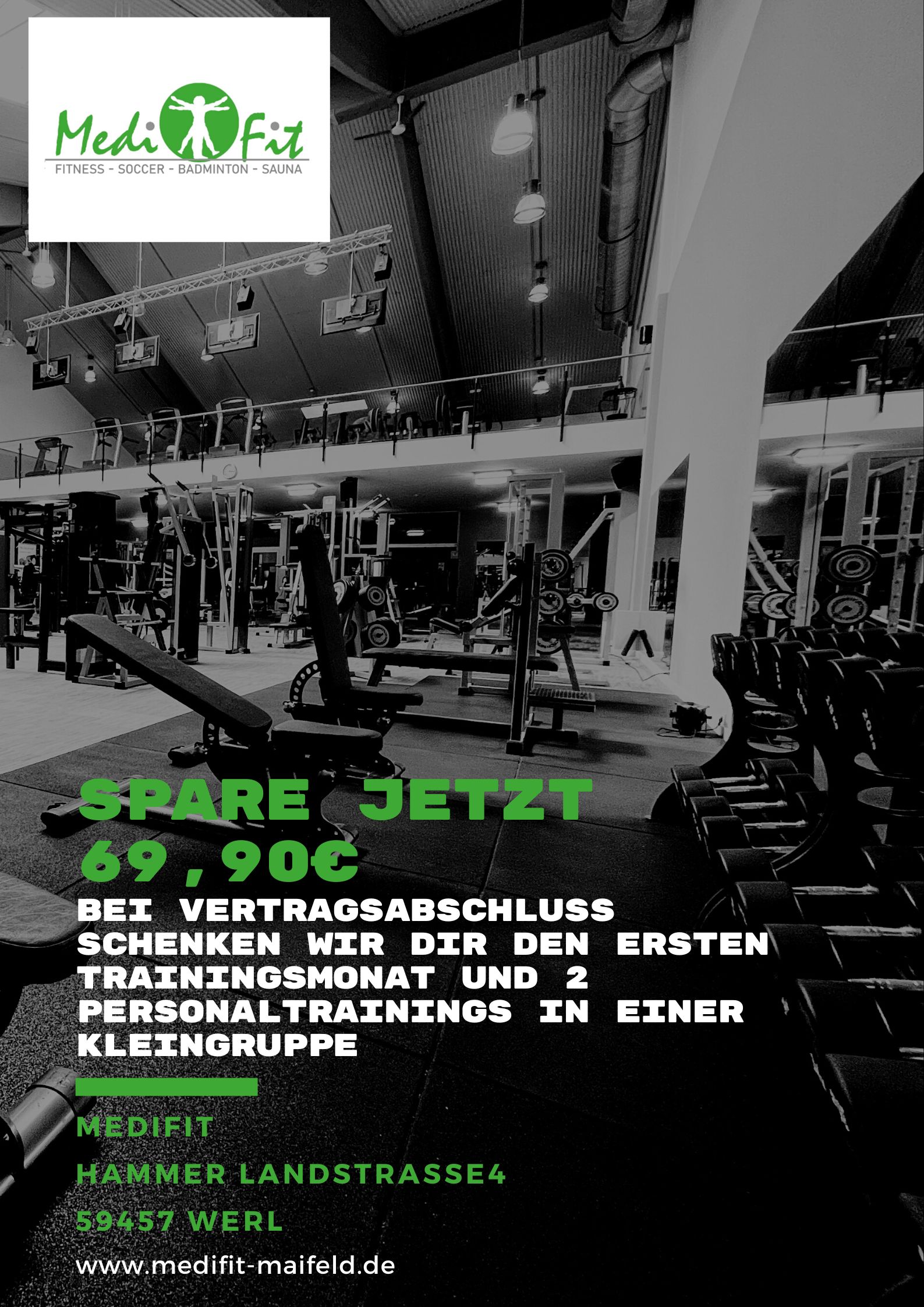 Neongrün und graues Fitnessstudio Motivations-Poster (2)